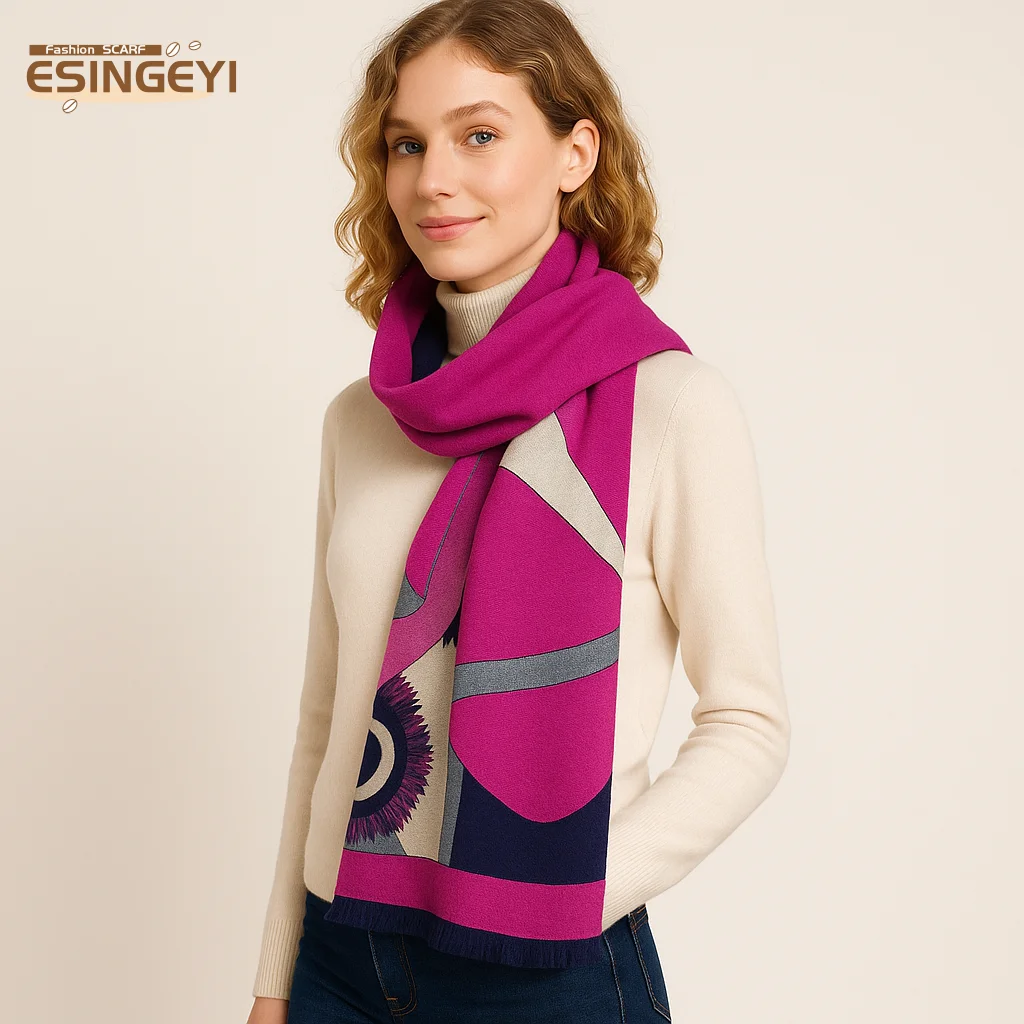 

ESINGEYI 2025 Winter Scarves Woman Foulards Femme Scarf Imitation Cashmere animal owl pashmina Shawl Muffler Tippet