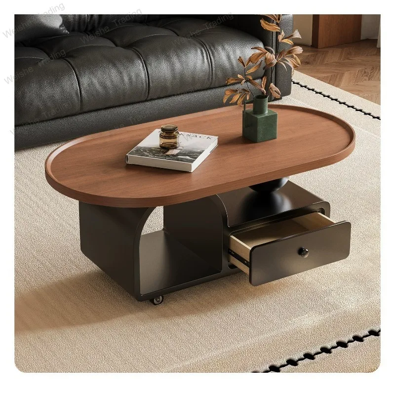 Medieval style small cart coffee table light luxury removable sofa side cabinet