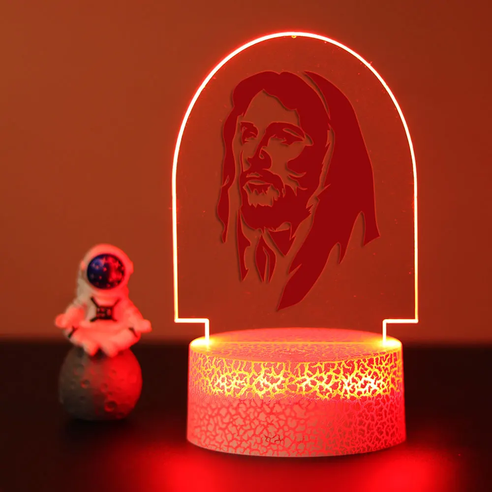 Jesus crucifix christ 1pc carve  Ambiance lamp  3D Visual Acrylic Lamp Kids  for Room Decor customize