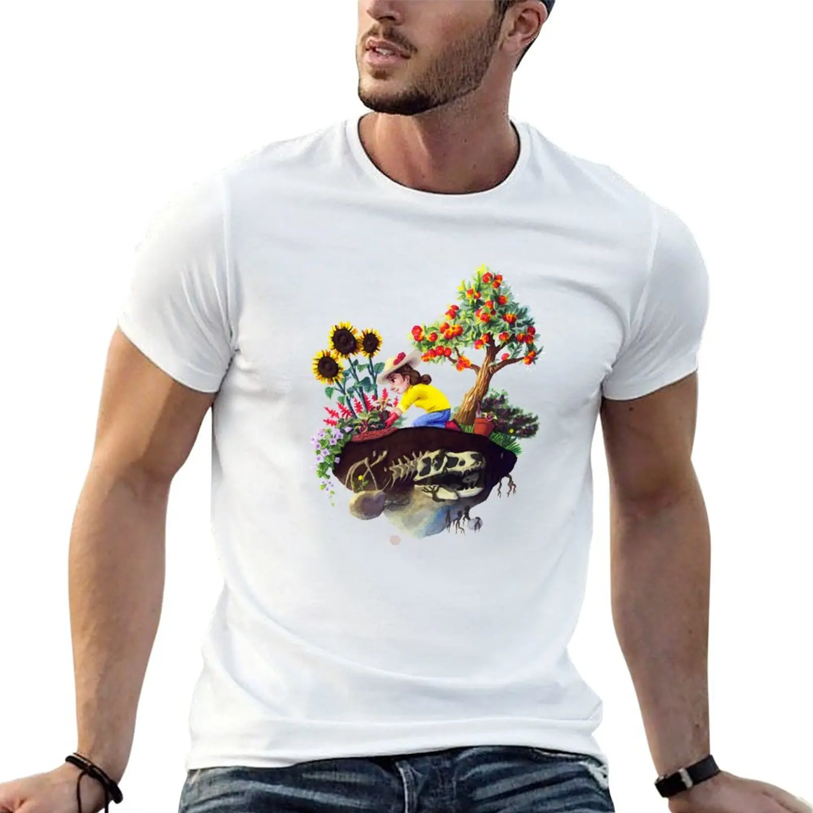 Floating Island Gardener Girl, Homestead Art T-Shirt Aesthetic clothing new gifts and t-shirts mens big and tall t shirts