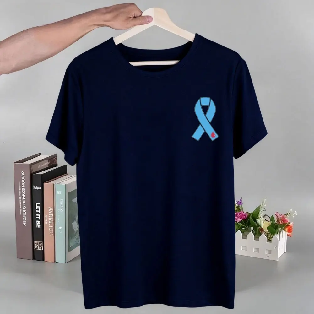 Diabetes Blue Ribbon Shirt Diabetes Support T-shirt Type Diabetes Awareness T-Shirt Short Sleeve High Quality Cotton Tops