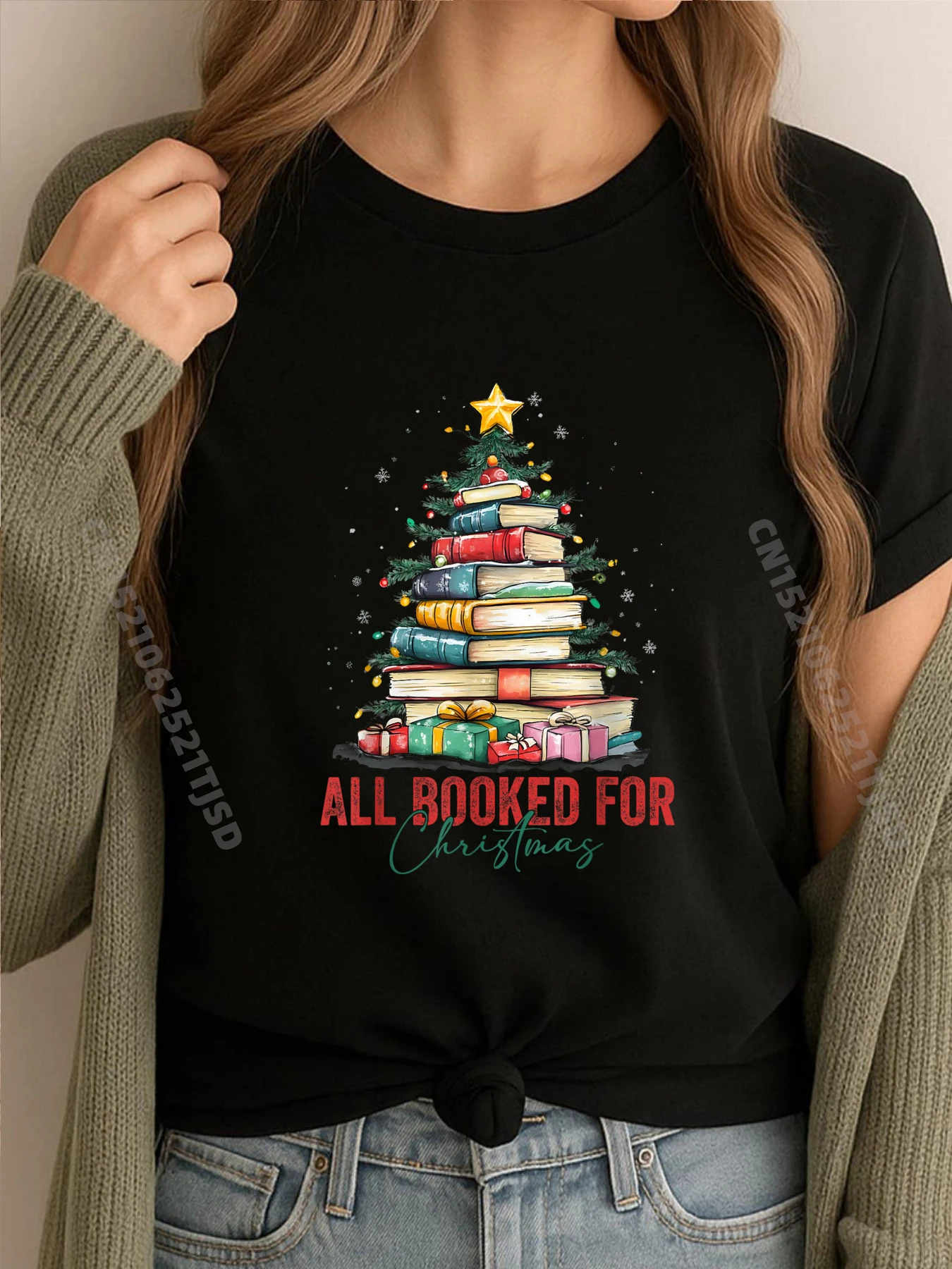 

Все книги на Рождественскую книгу, елочные огни, книжная модная футболка, женские и мужские футболки с аниме, с принтом