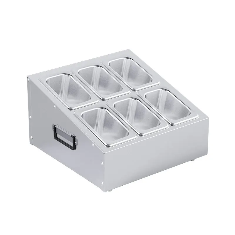 1/9 beveled stainless steel parts basin, milk tea shop jam box, grid seasoning grid special box