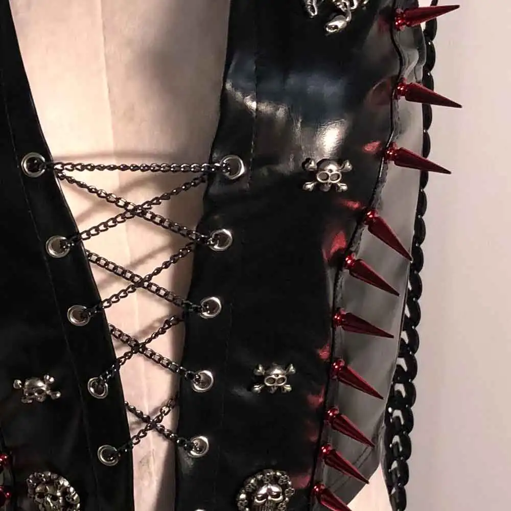 Grunge Emo FAI DA TE Spike Borchiato Rivetto Eco Teschio Y2K TOP anni '90 E-Girls Punk Rock Kawaii Carro Armato Gotico Hip Hop Adolescente Harajuku Goth