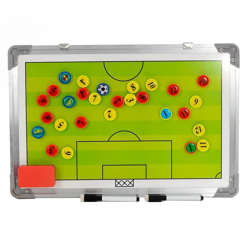 Soccer Strategy Coach Board Alloy Football Magnetic Tactics Plate with Pen Dry Erase Soccer Traning Equimpment Accessories