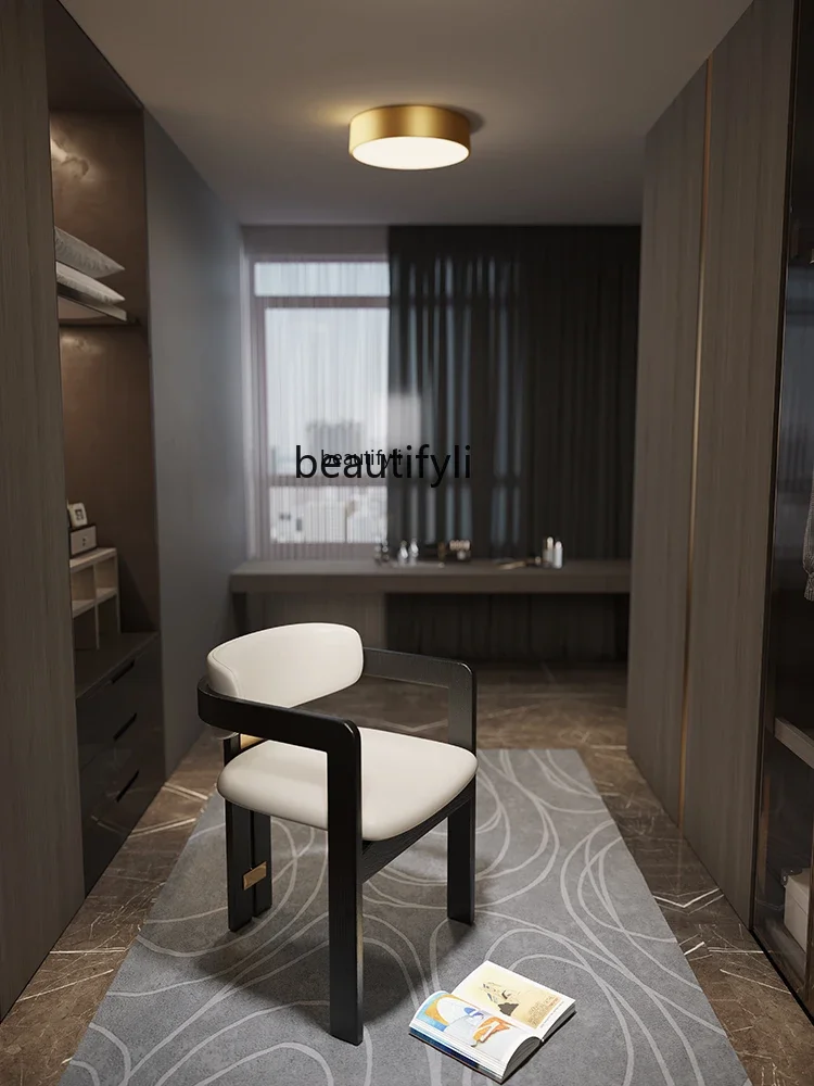 

X Minimalist Home Genuine Leather Chair White Ash High-End Light Luxury Leather Dining Chair Top Grain Cowhide