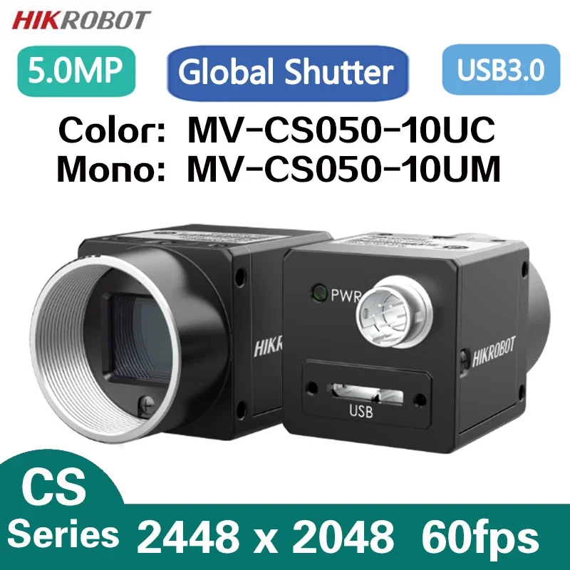 

Hik 5.0MP 2/3" 60fps USB3.0 Machine Vision Global Shutter High Speed Area Scan Industrial Camera IMX264 MV-CS050-10UC/M