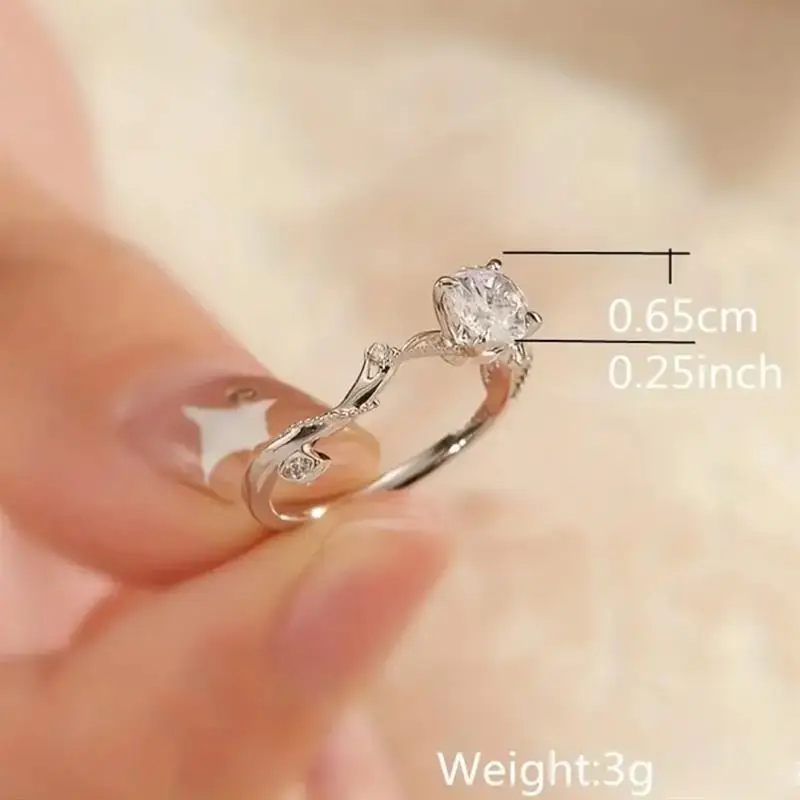 Huitan Aesthetic Leaf Vine Ring for Women Minialist Elegant Wedding Engagement Elegant Promise Accessories Jewelry with Shiny CZ