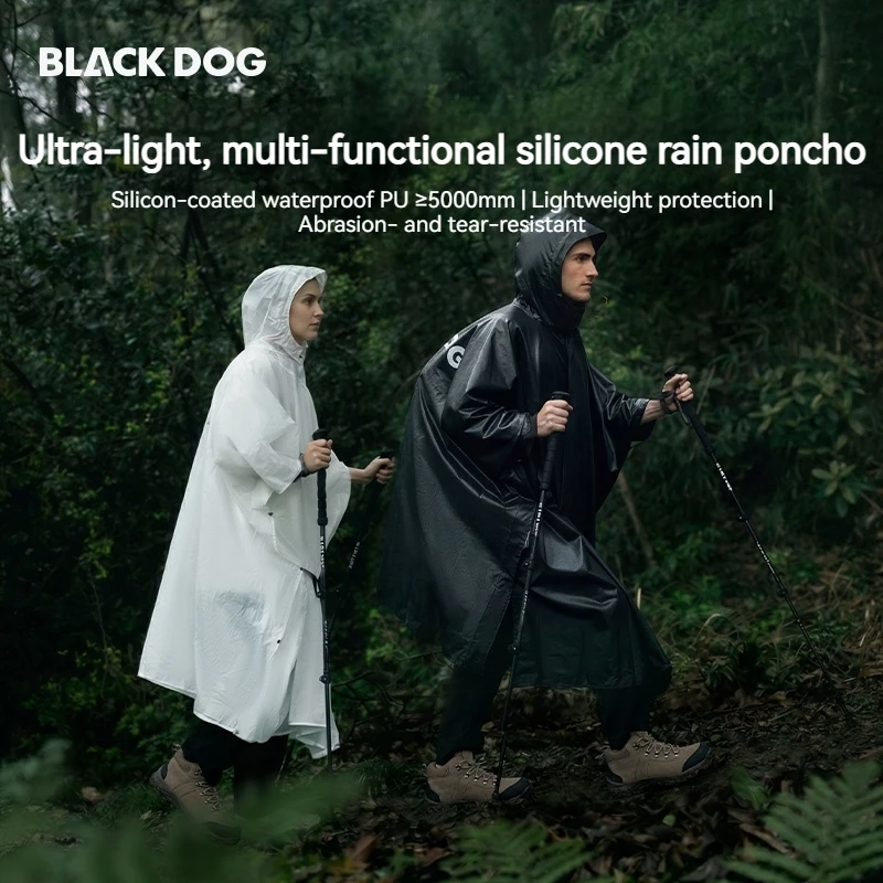 BLACKDOG Outdoor 3 In 1 Raincoat Hooded Sleeve Waterproof Rain Poncho Cycling Rain Cover Camping Rainwear Conver to Canopy&Floor