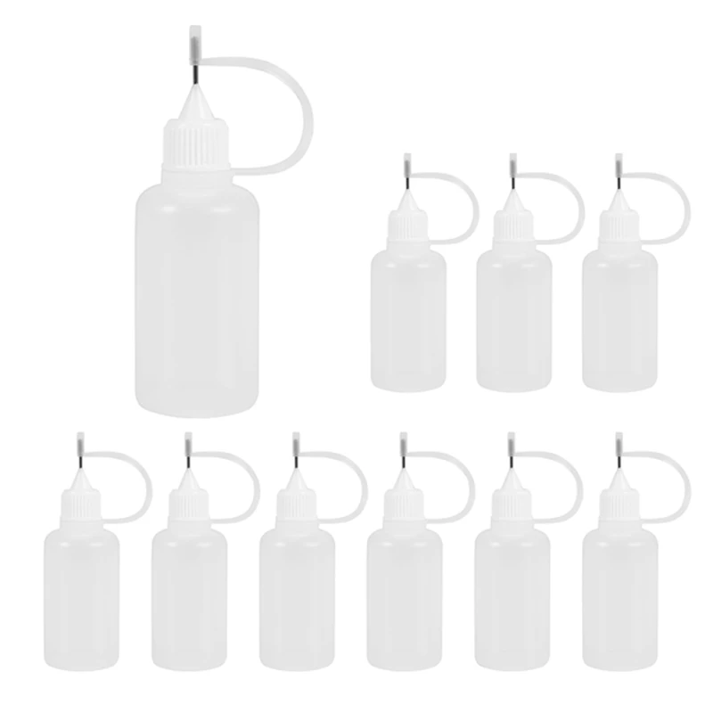 

10Pcs 30Ml Plastic Squeezable Tip Applicator Bottle Refillable Dropper Bottles With Needle Tip Caps For Glue DIY-AT35