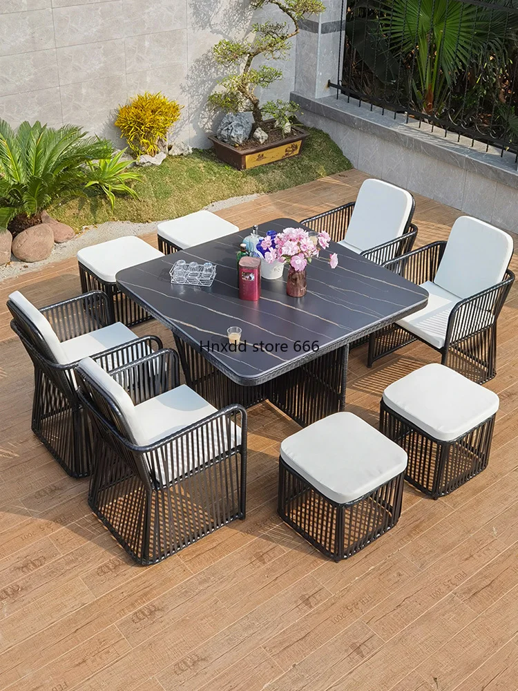 

Outdoor storage combined table and chairs