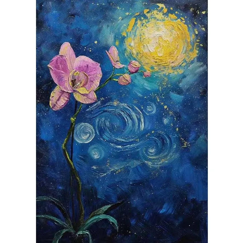 Handmade impression flower oil painting,orchid,thick texture landscape oil painting,modern simple decorative painting,Wall art