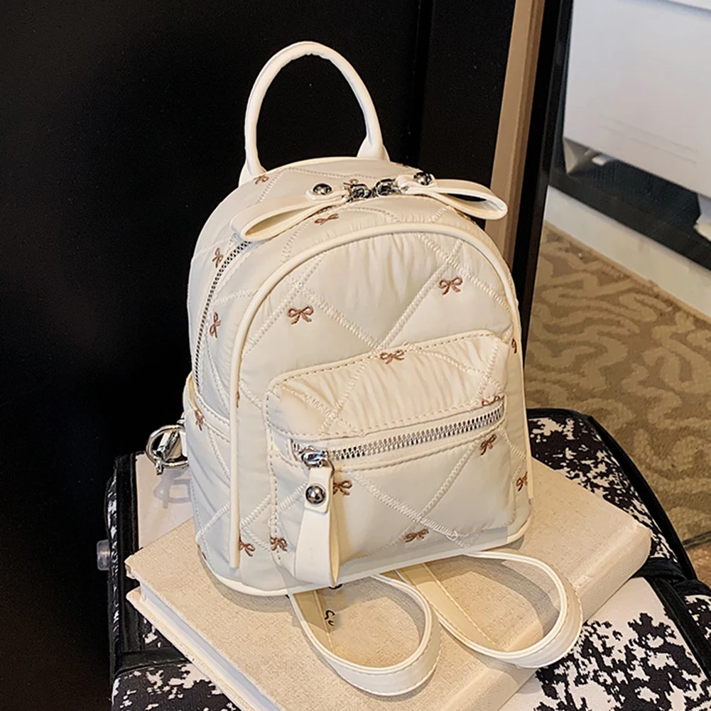 Women Casual Laptop Backpack Multi Pocket Soft Quilted Bag Trendy Padded Rucksack Outdoor Camping Picnic Bag