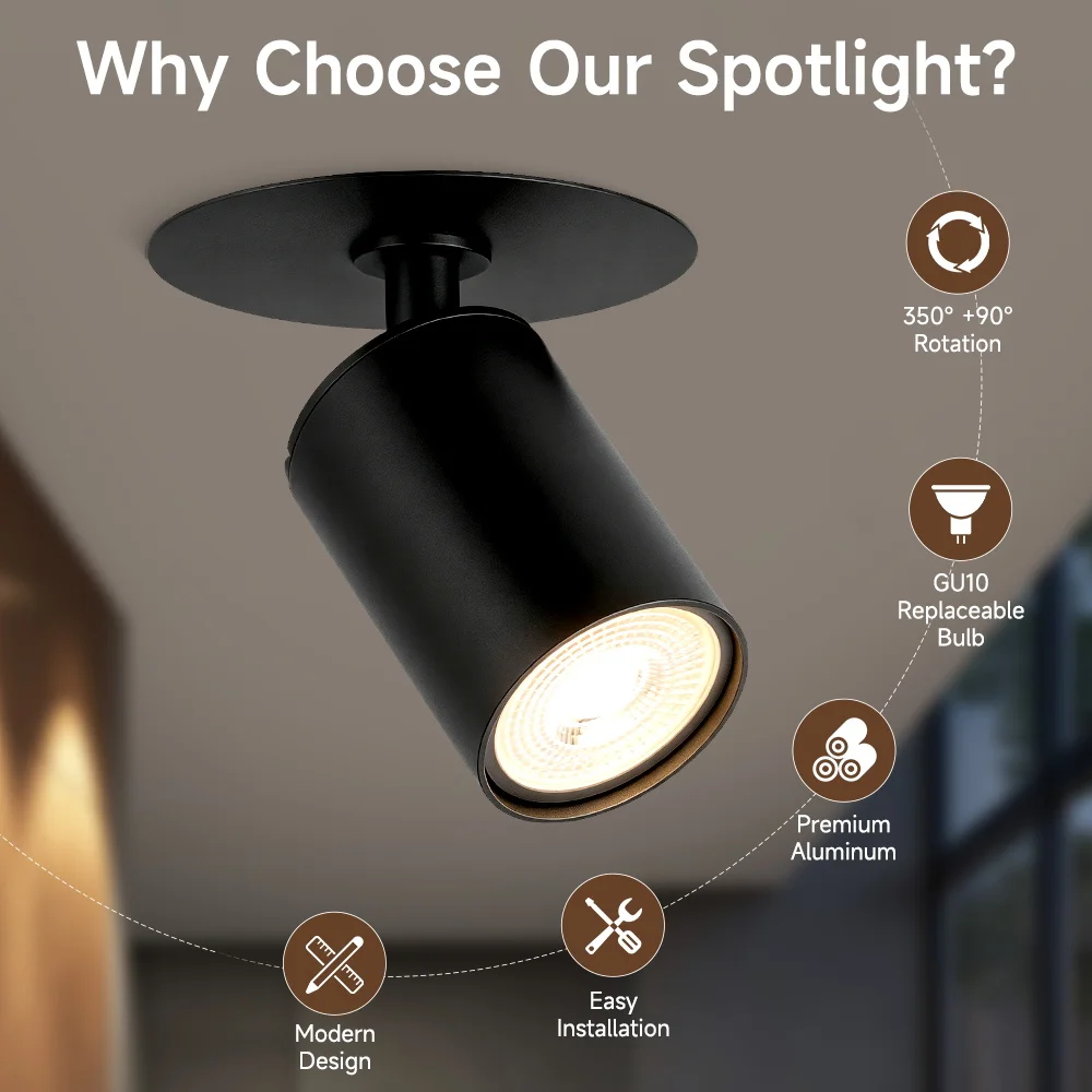 Recessed Ceiling Spotlight Replaceble GU10 Bulb Led Spot Light Indoor for Living Room Kitchen Store Ceiling Lamp Decor 110/220V - view 3