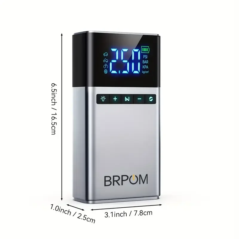 BRPOM 26800mAh Portable Car Starter with Air Compressor 180 PSI 6000A Starter 12V Car Battery Starter Box Car Battery Jumper Starter