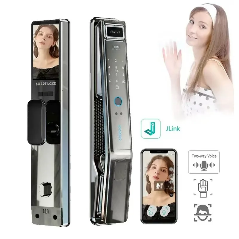 

Security Fully Automatic 3D Face Recognition Biometric Fingerprint J-link WIFI Smart Door Lock Outdoor Digital Keyless Door Lock