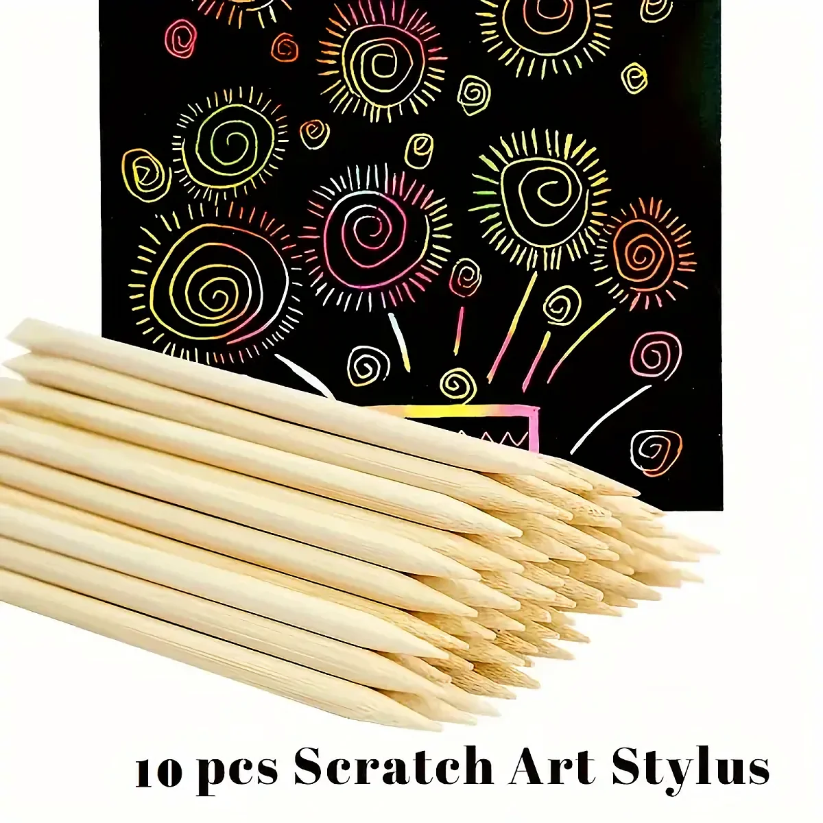 10PCS Paperless Scratch Pens – Bamboo Handle, Anti-Slip Grip, for Coated Lottery Cards, Wood Burn Style Art & Creative Drawing