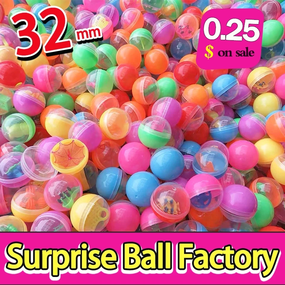 

32MM Transparent Plastic Surprise Ball Capsules Toy Blind Box Figure Toys For Vending Machine Eggshell Empty Doll Ball Kids Gift