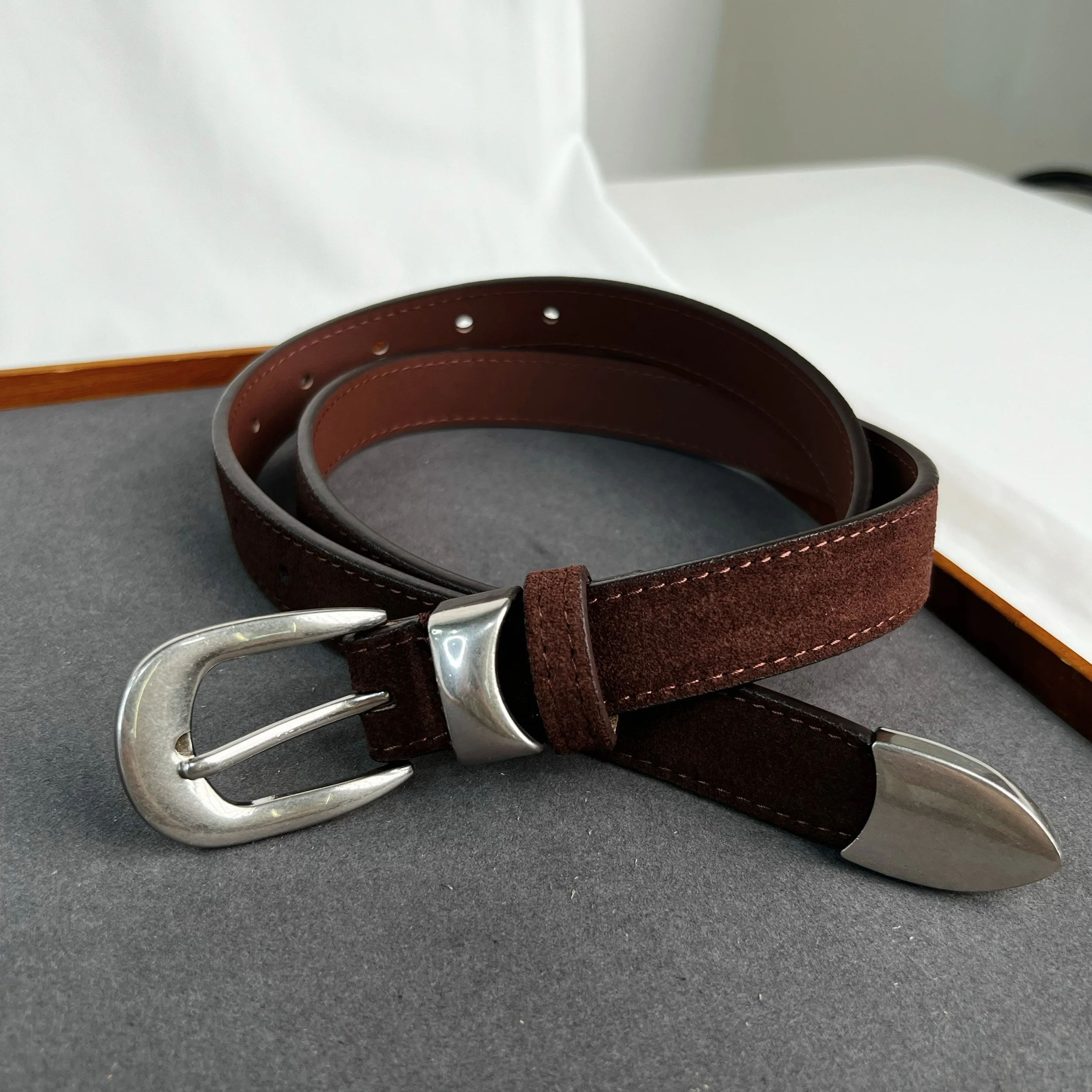 女性男性ヴィンテージフェイクスエードウエストバンドベルト