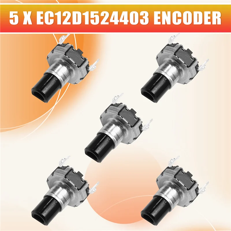 

ABMR-5Pcs EC12D1524403 Автомобильный навигационный компакт-диск, кодировщик громкости с кнопочным переключателем EC12, круглый тип, 30 положений, 15 импульсов
