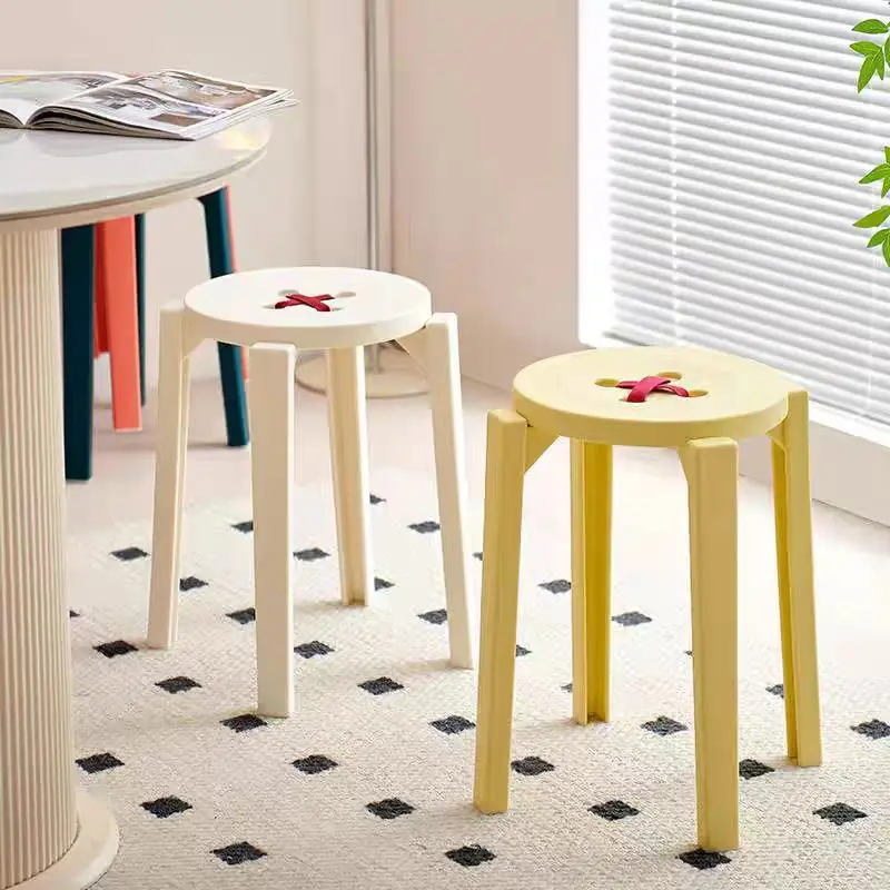 Plastic Household Thickened Stackable Dining Stool Modern Simple Strong Durable Restaurant Bench Ottoman Living Room