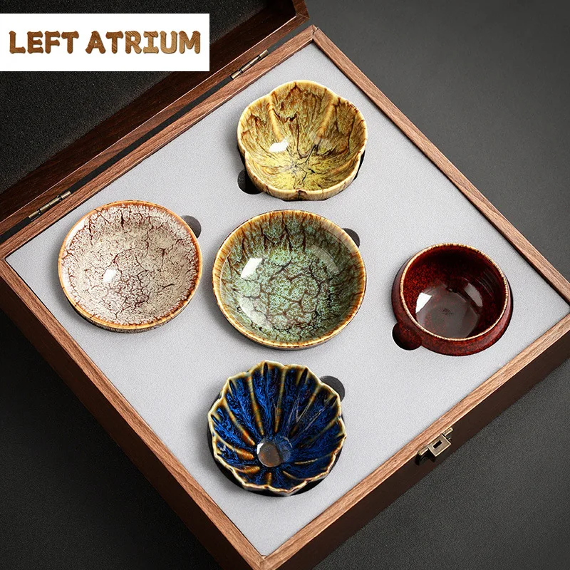 

5 шт./компл., керамическая чайная чашка для смены шинной печи, пять элементов, набор Цзиньцань, мастер-чашка, креативный дворцовый музей, чайная чаша, чайный сервиз кунг-фу