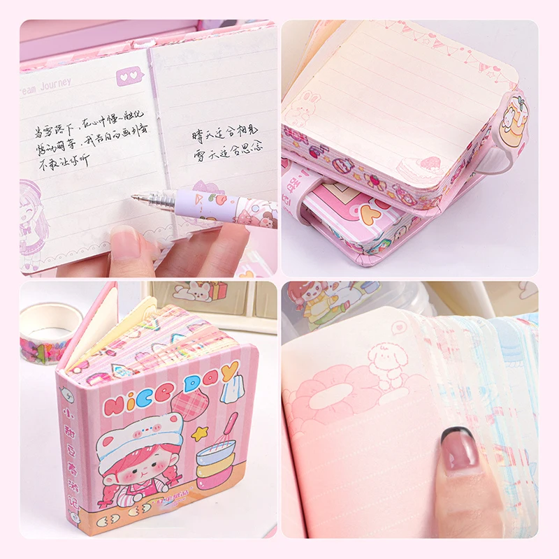 Kawaii Cartoon Notebook Mini Color Page Journal Planner Kawaii Notepad Portable Diary Handbook Agenda Organizer Cute Stationery