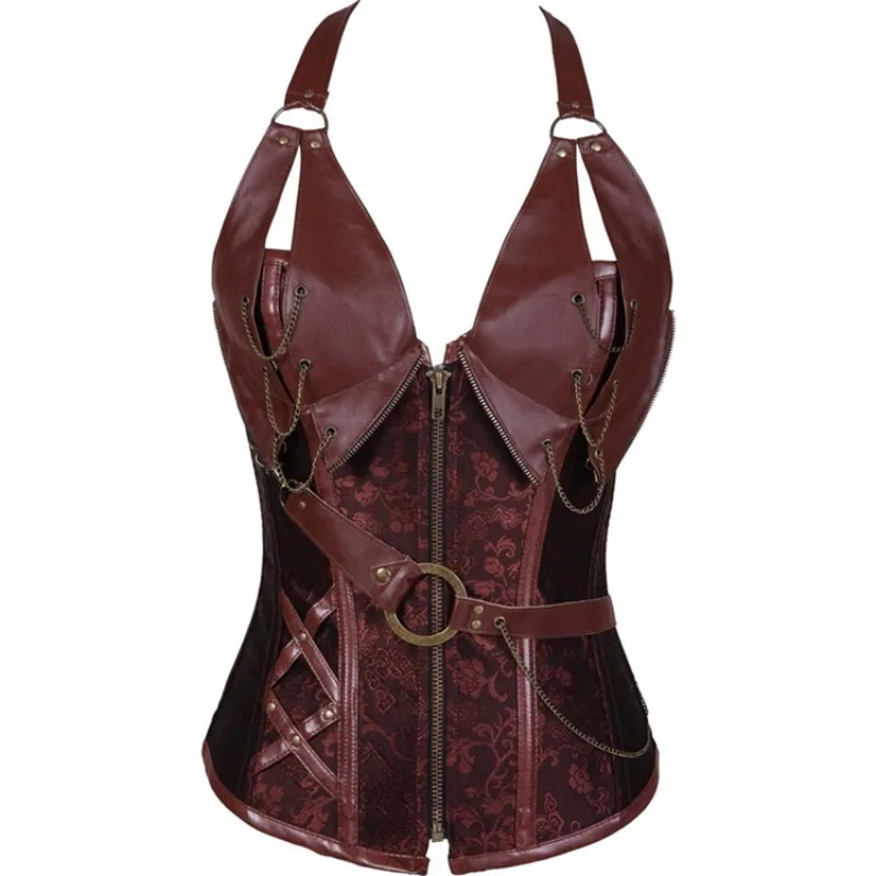 

Steampunk Pirate Cosplay Costume Punk Leather Outfits Adult Women Sling Gothic Knight Corset Halter