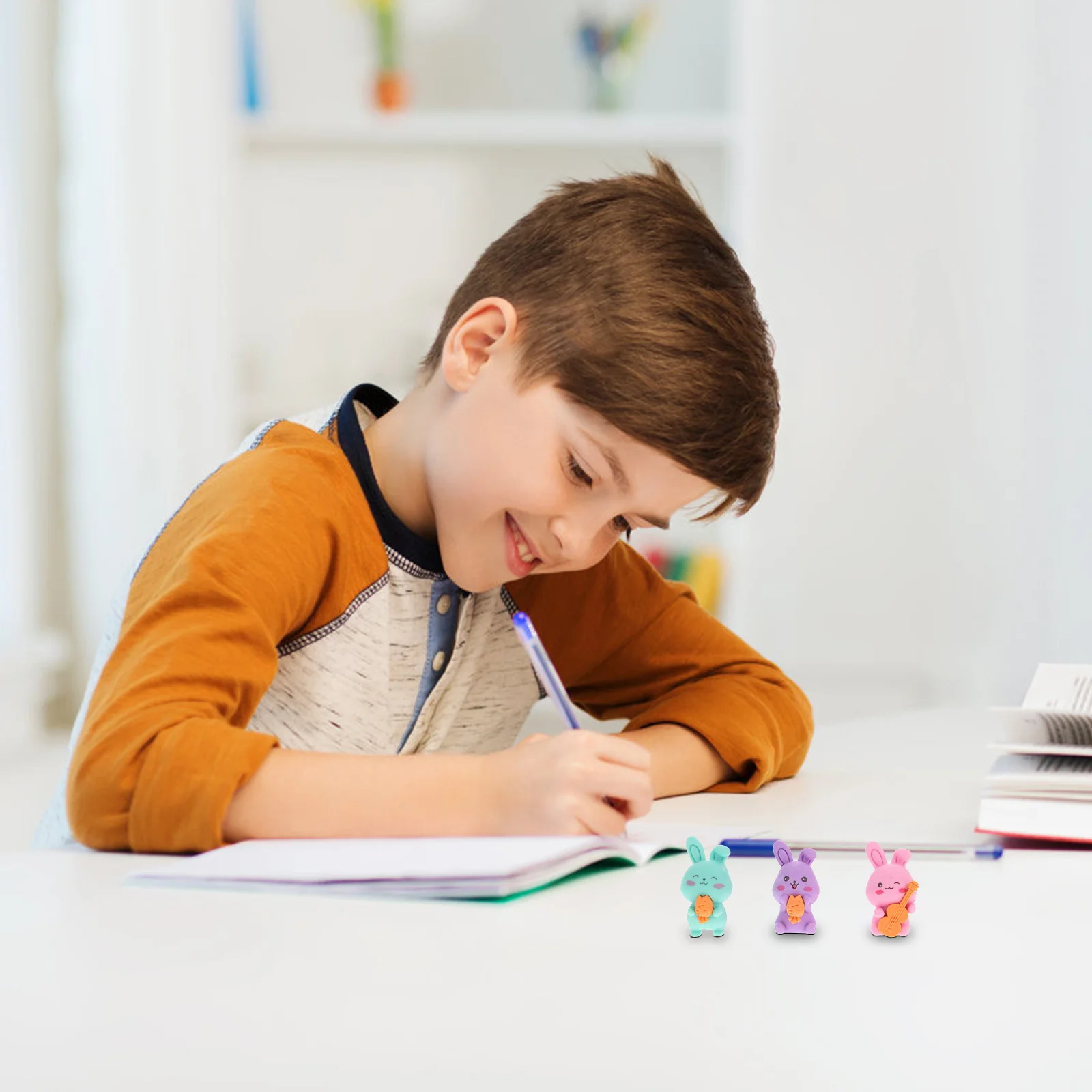 Gommes lapin créatives et mignonnes en forme de lapin, 10 pièces, pour étudiants, prix de classe, cadeaux de fête, fournitures scolaires Kawaii pour enfants