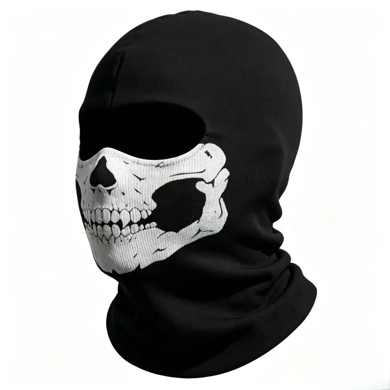 Motorrad-Sturmhaube mit Totenkopf-Print, Winddichte Vollgesichtsmaske für Motorrad, Ski, Kopf- und Nackenwärmer, Fahrradhelm-Unterziehmütze
