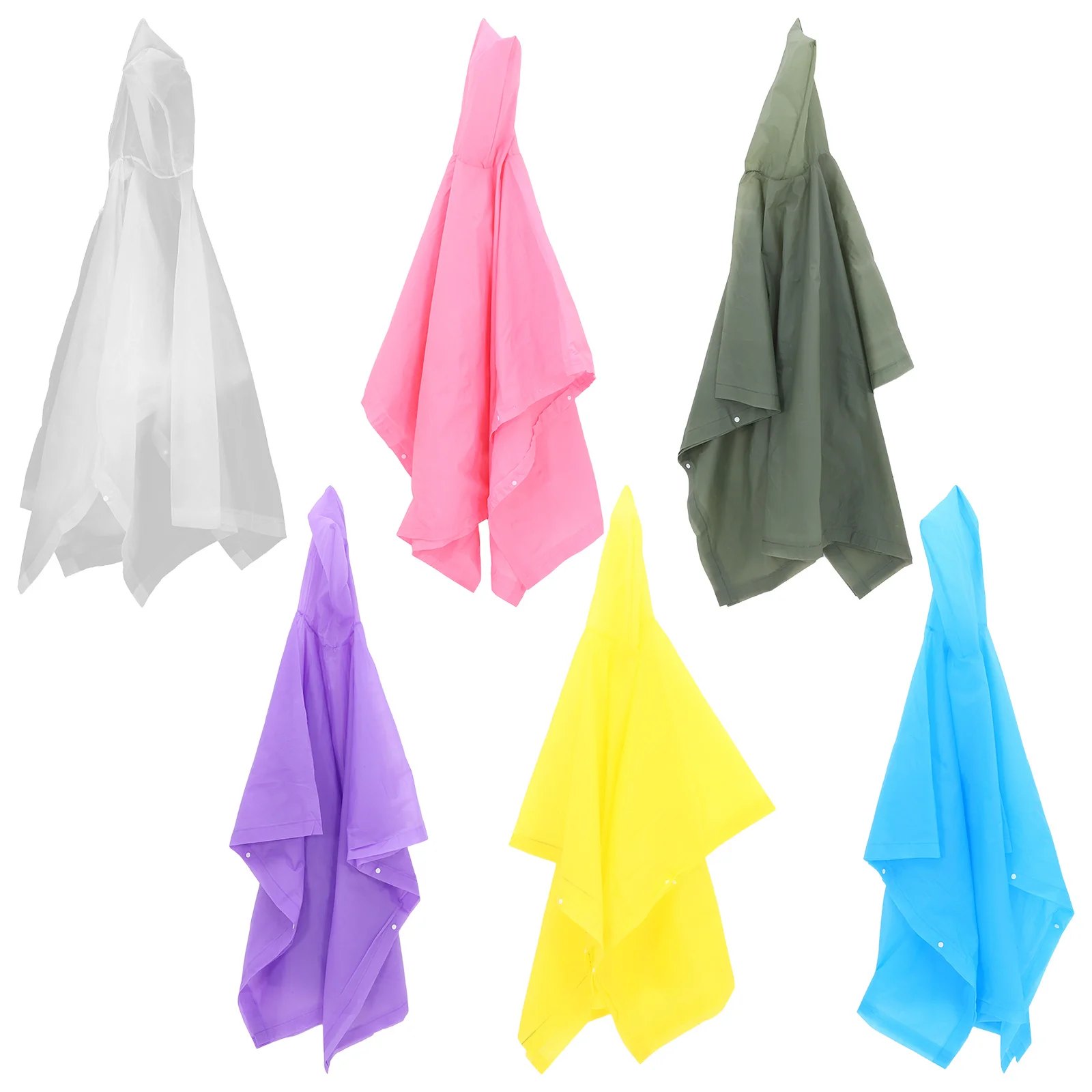 

6Pcs Outdoor Portable Rain Ponchos Drawstring Hoods Lightweight Waterproof Raincoat Cape for Travel Hiking Camping Emergency