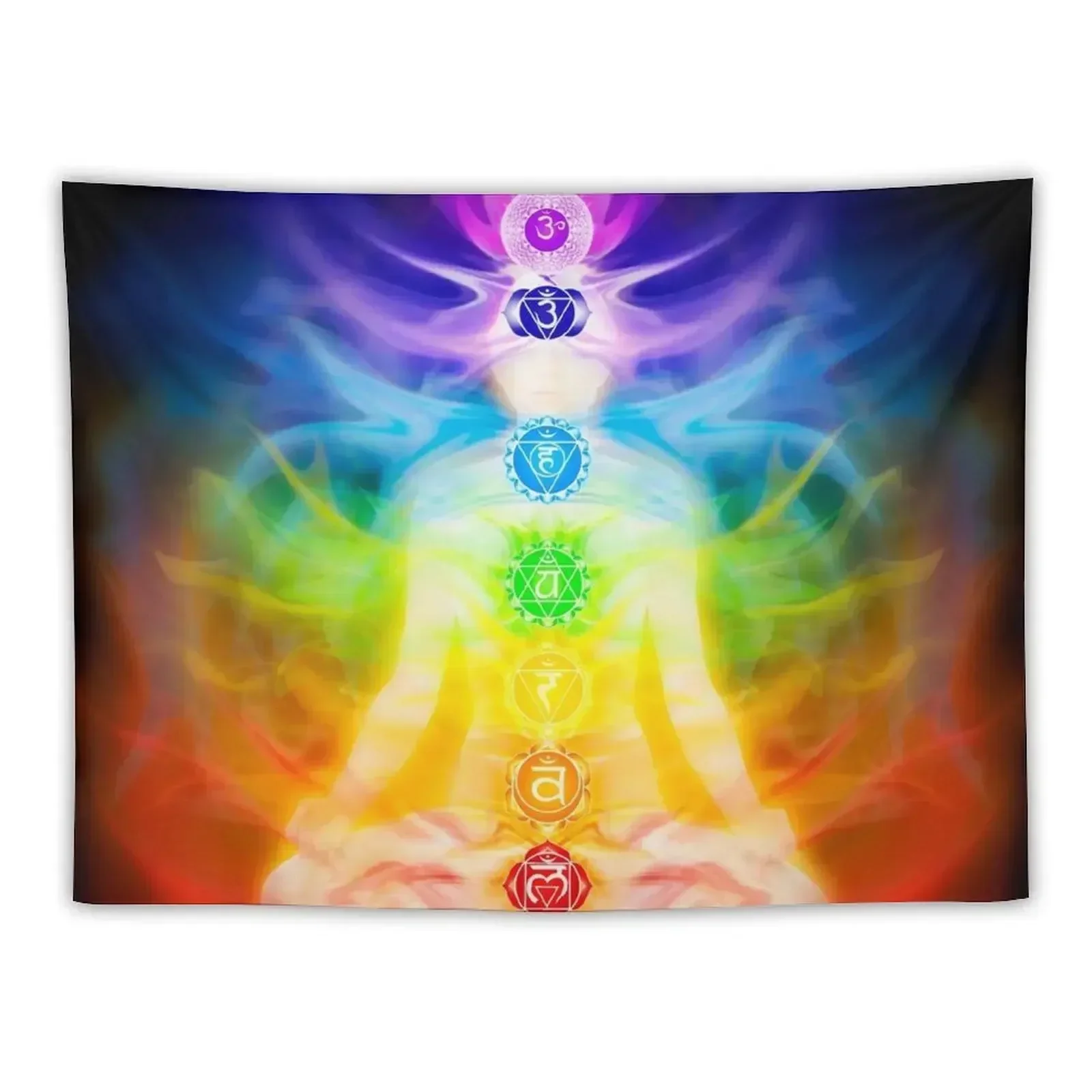 

Chakras and energy flow on human body art photo print Tapestry Japanese Room Decor Bathroom Decor Tapestry