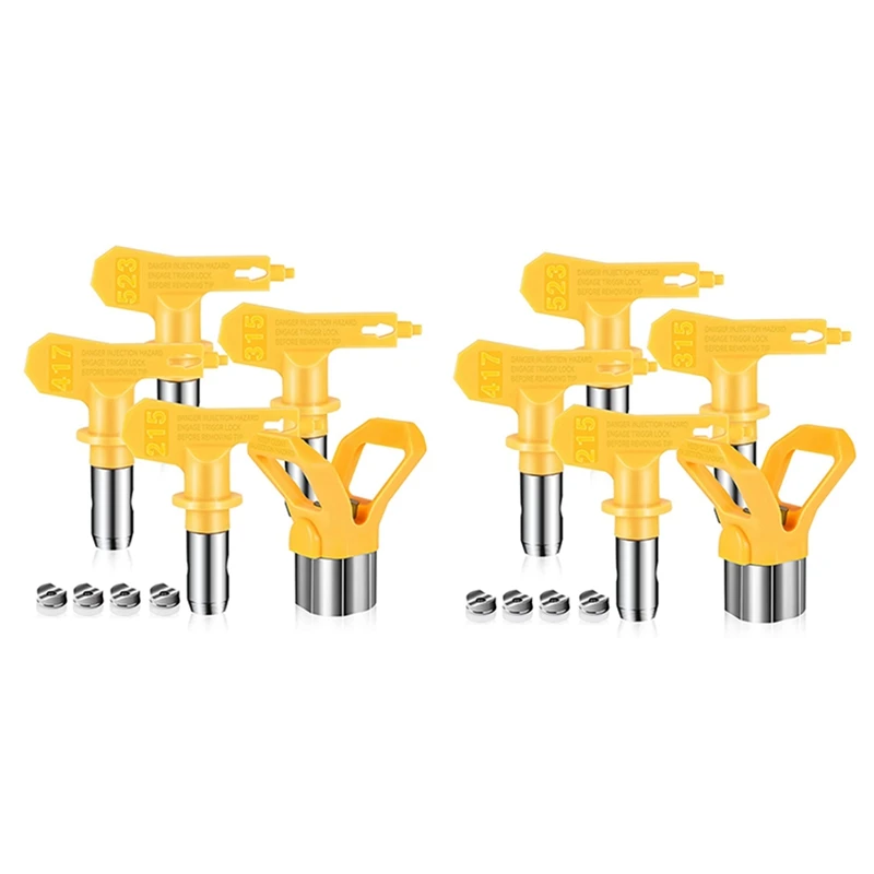 New 10Pcs Reversible Airless Paint Nozzles With Tip Guard Set, Sprayer Paint Machine And Spraying Parts(215 315 417 523)