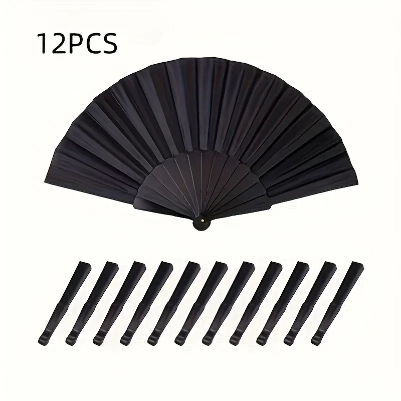 

12Pcs Black Hand Fans Vintage Chinese Style Folding Fan Elegant Classical Dance Dance Fan Friend Gift