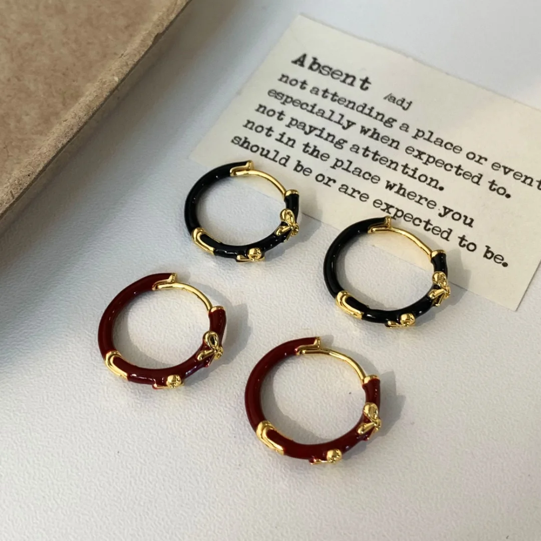 

DUTRIEUX Vintage Korean Colorful Enamel Mini Round Hoop Earrings Women's Fashion Exquisite Ear Studs Ears Accessories Gifts