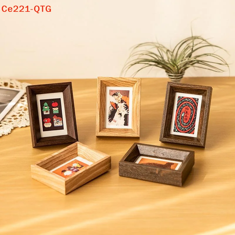 New Mini Wooden Photo Frame 3 Inch Picture Display Stand Small Card Collectible Frames Tabletop Desk Ornament For Family