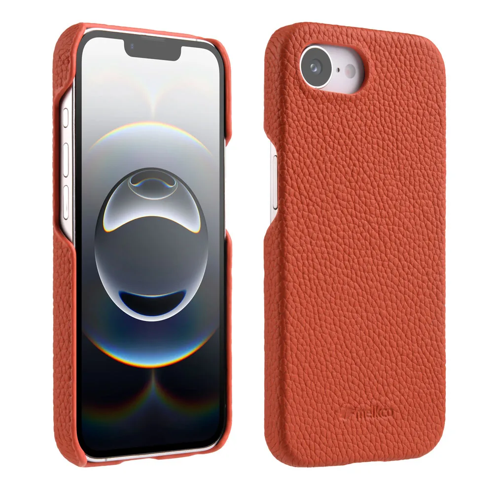 

8 Colors Melkco Brand Full Grain Genuine Leather Cover Phone Case For iPhone 16e Natural Cowhide 16E Button Open Snap Magnetic