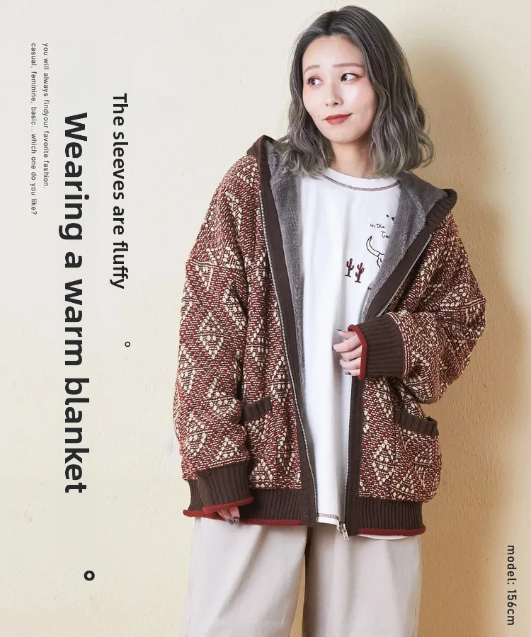 Retro Floral Embroidery Jacket Women's Hooded Coat Unique Piece Long Sleeve Zipper Closure  Color Commute Style Outerwear