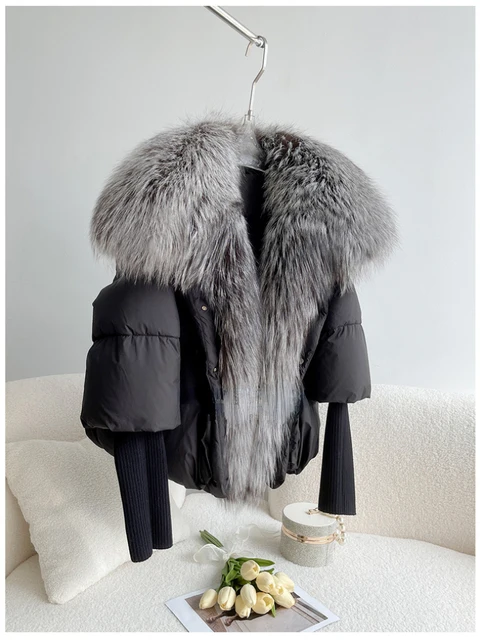 2026 New Autumn 90 Winter Goose Down Jacket Warm Women Coat Oversized Real Fox Fur Collar Thick Luxury Fashion Outerwear