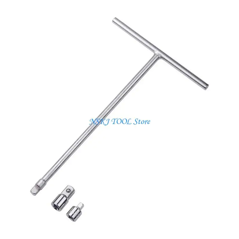 L8RC Reliable T Handle Wrench with Adaptors Narrow Space Access for Various Socket