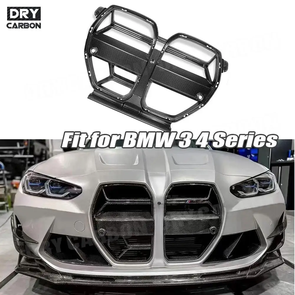 

Dry Carbon Fiber Car Styling Front Bumper Grille Front Racing Grille Trim Accessories Cover For BMW 2021+ M3 G80 M4 G82 G83