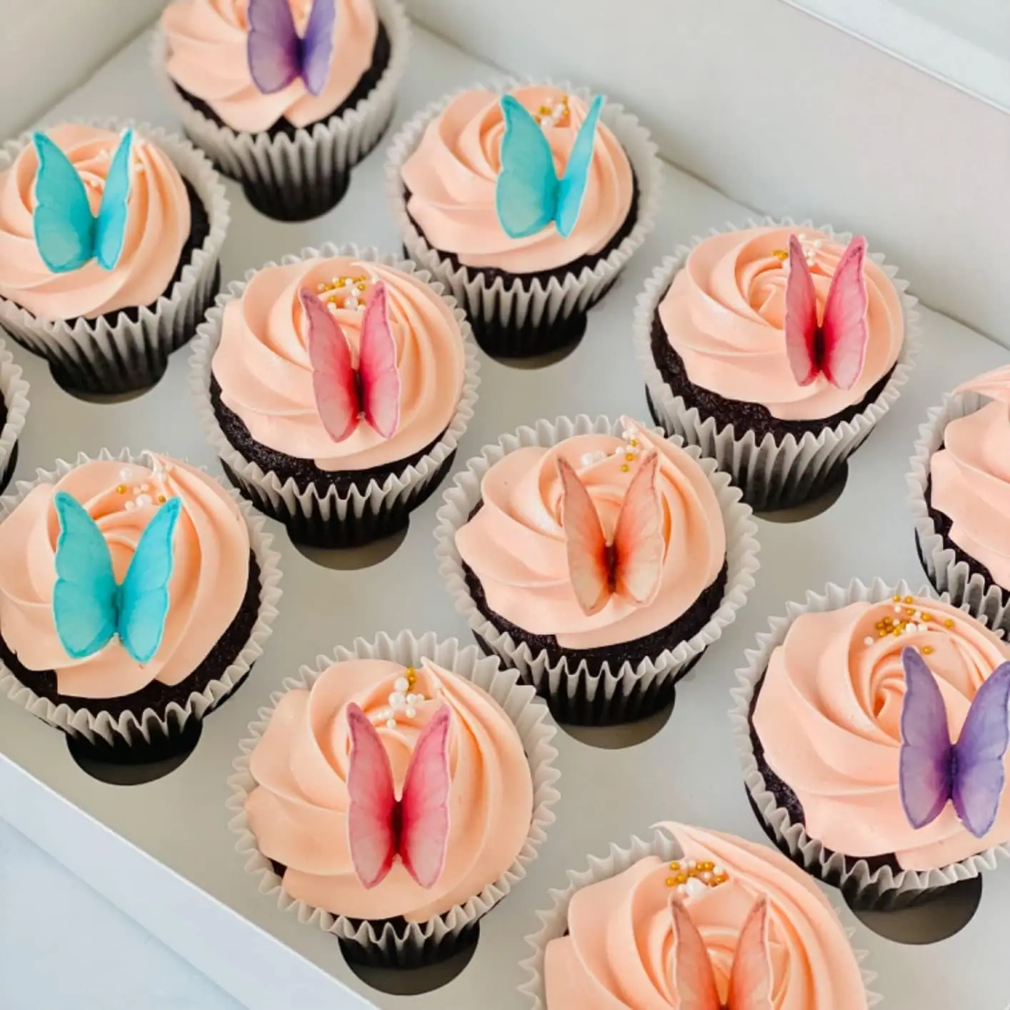 48/160 Stück rosa Schmetterlinge Cupcake Topper Papier Schmetterling Kuchen Topper für Geburtstag Braut Baby Dusche Mädchen Kuchen Dekorationen – Detail 25