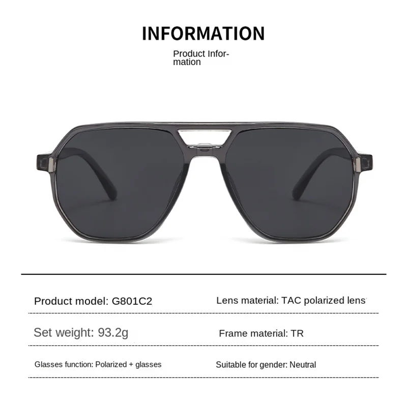 New Magnetic Clip-On Sunglasses With Polarized Night Vision Goggles Driving Sunglasses Tinted Lenses Transparent Grey Frame