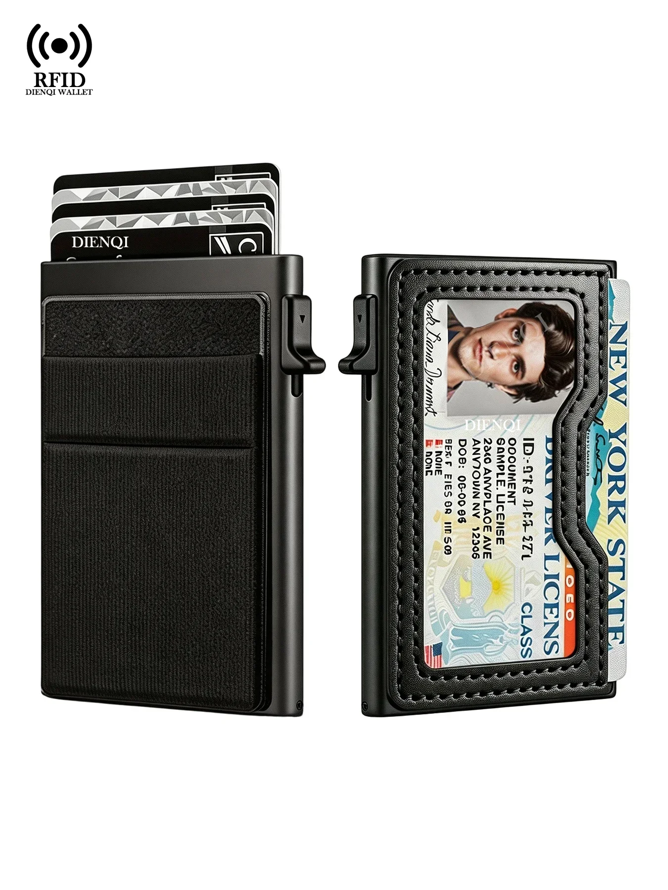 Geldbeutel Kartenetui Geldklammer Schlanker Minimalistischer Pop-Up-Kartenhalter RFID-Smart-Wallets ID-Fenster Mini-Taschen Luxus-Geldbörse Herren – Detail 7