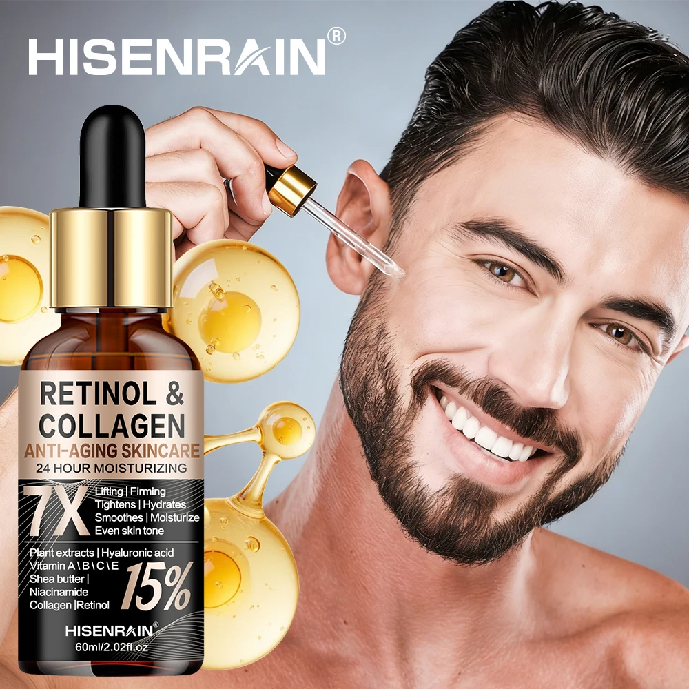 Suero Facial de Colágeno con Retinol HISENRAIN - Hidratante Intensivo Antienvejecimiento, Reduce las Arrugas, Líneas Finas y Reafirma la Piel