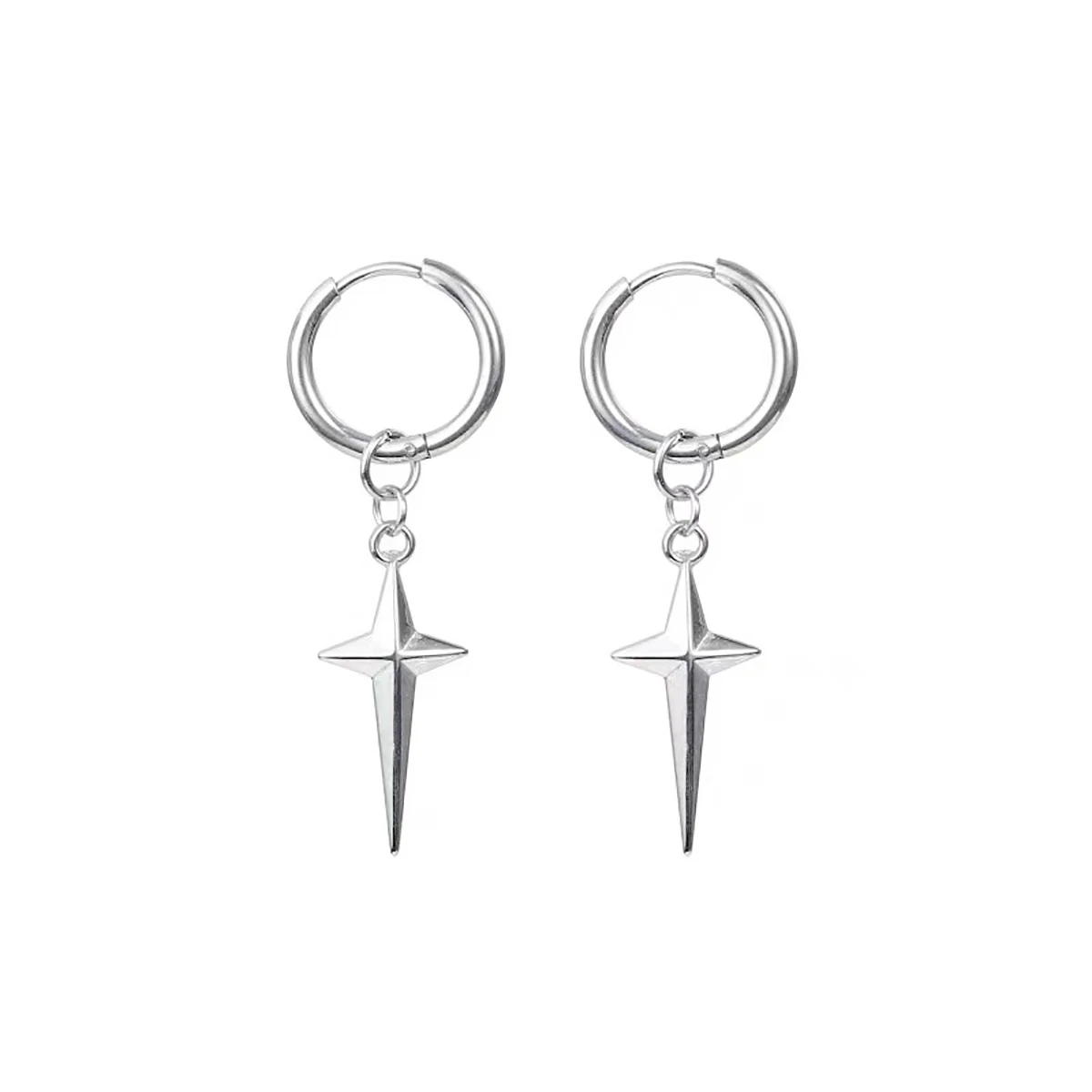 Fashionable hip-hop trendsetter Cross Star pendant ear rings, ear buckles and earrings for men and women
