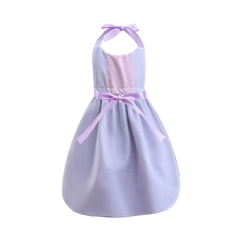 Girls Snow White Sleeveless Princess Apron Kids Elsa Belle Baby Toddler Hanging Neck Parent-Child Dress Workwear Cleaning Tool