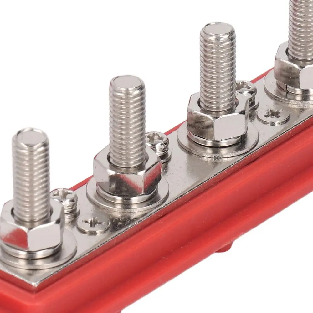 

2Pcs M8 Screw Power Distribution Block Copper 4 Terminal Bus Bar 250A Good Conductivity Stud Power Distribution Block Automobile