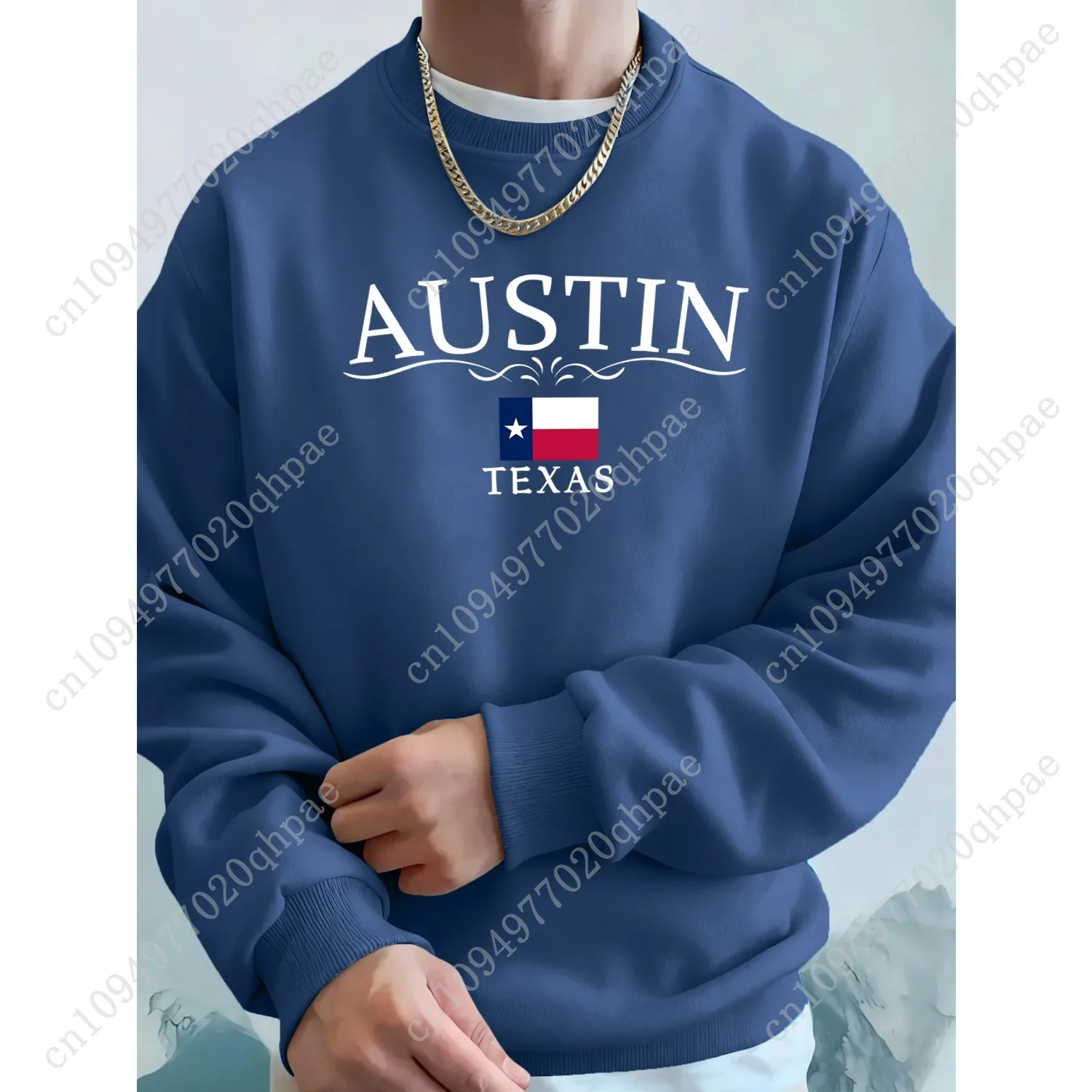 Austin Texas Letter Printing Unisex Pocket Clothes Basic Sport Sweatshirts Fleece Autumn Hoodie Comfortable High Street Tops Men