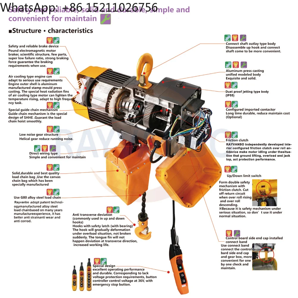 New High Quality ER Type Electric Chain Hoist-Low Noise Metal for Restaurants Home Use Hotels & Retail